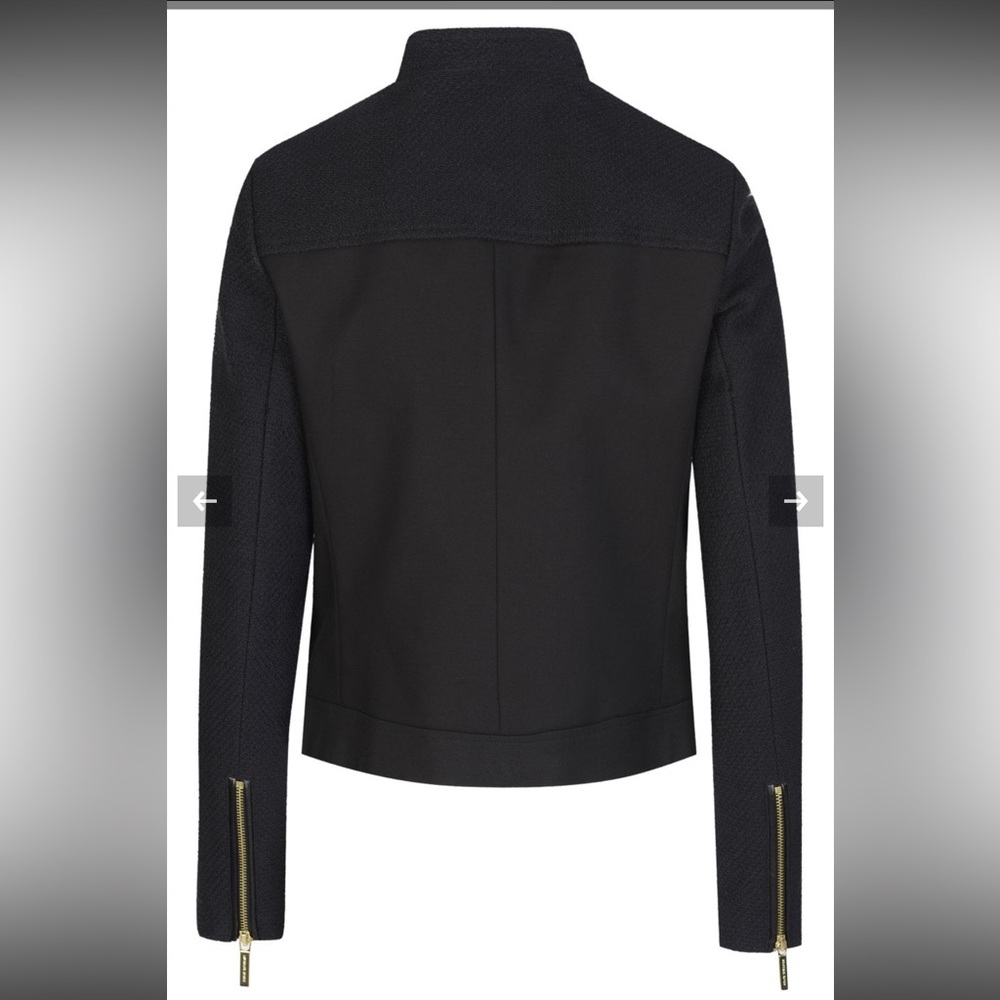 Sz 4 Michael Kors Black Leather Trim Jacket - Picture 2 of 10